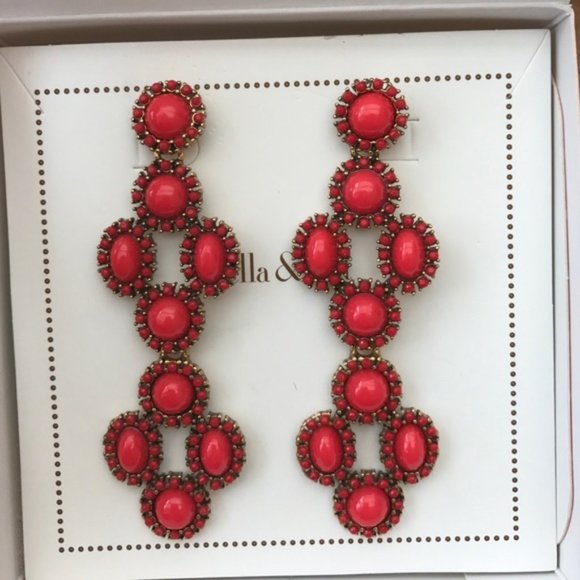 Stella & Dot | Retired Versatile 3-in-1 Coral Red Sardinia Earrings - Picture 13 of 15